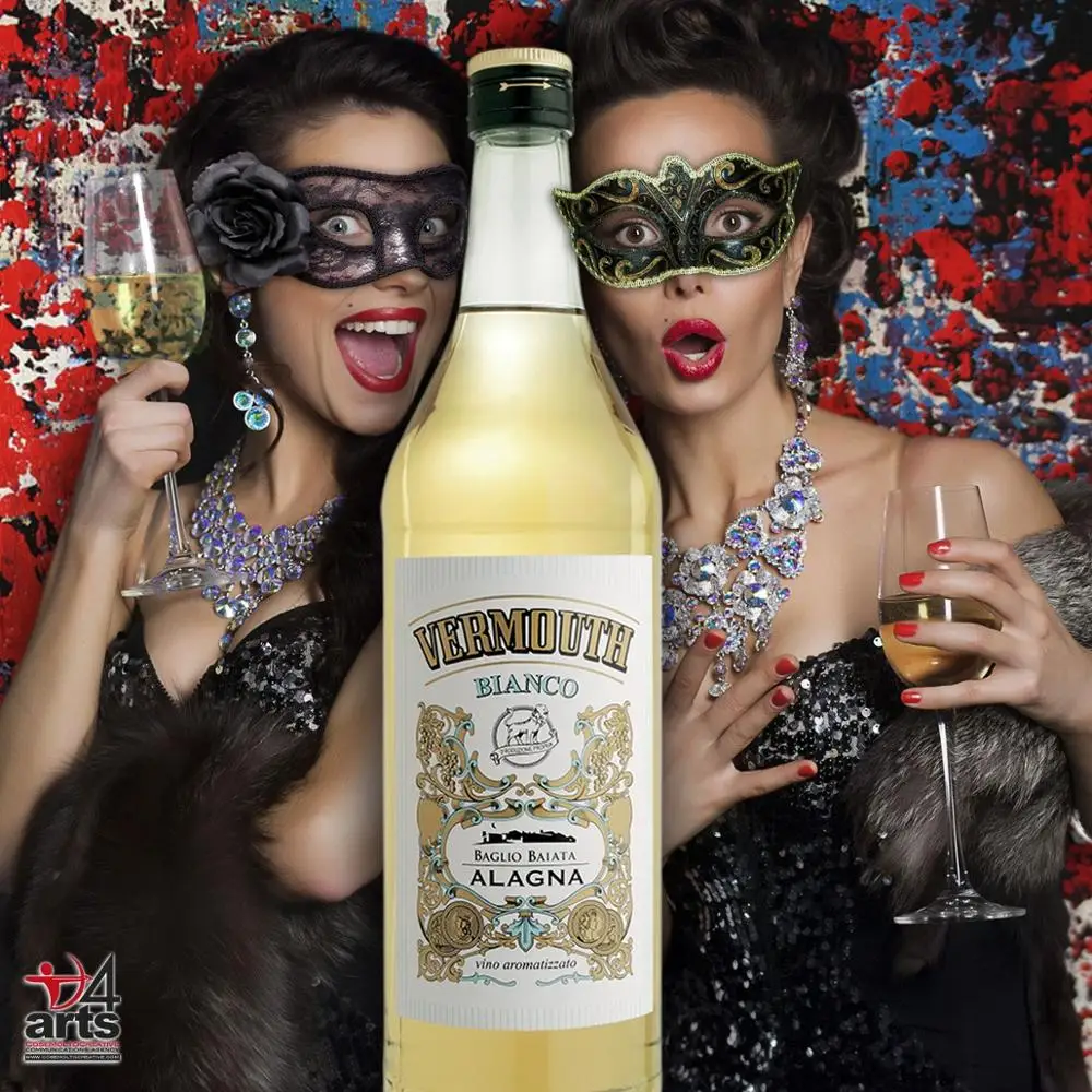 WHITE VERMOUTH flavored wine top quality italian aperitif happy hour Alagna Vini Sicily GLASS made in Italy famous