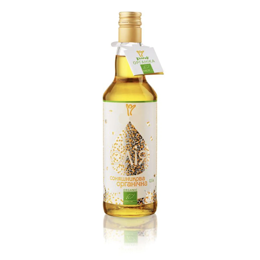 Organic Extra Virgin Cold-Pressed Sunflower Oil in 0.5L Glass bottle, the best organic product of Eastern Europe 2013