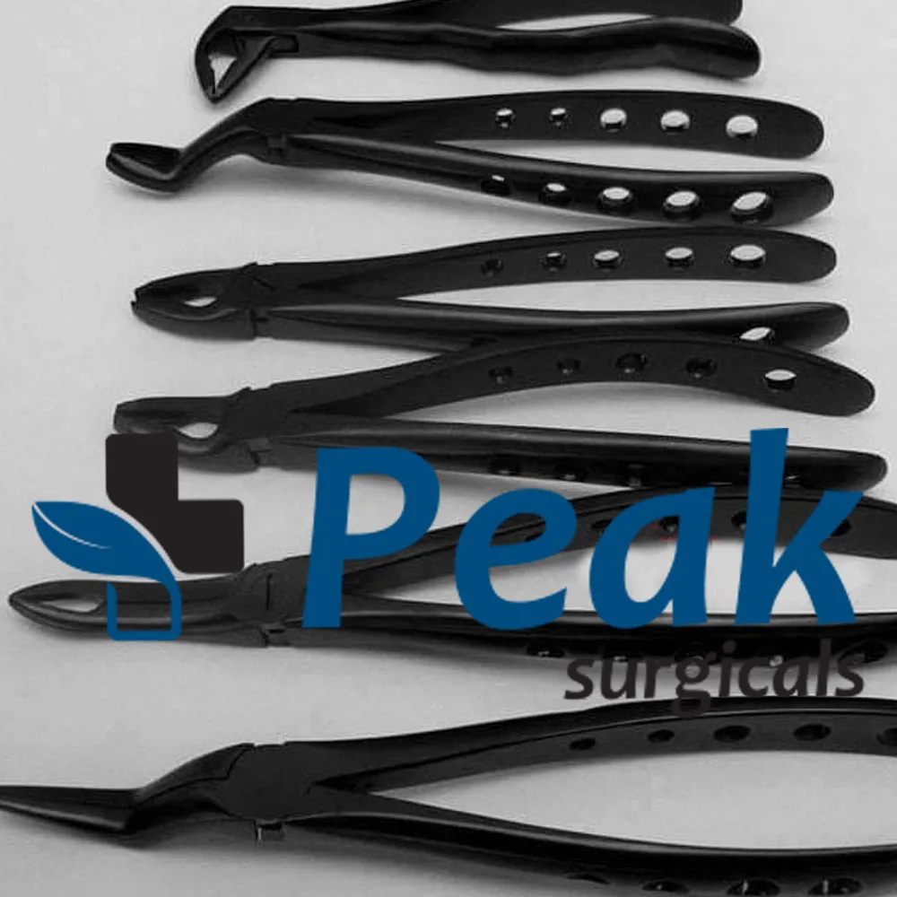 6 Pieces Dental Extraction Forceps Black Plasma Coated Instruments Stainless Steel High Quality Product By Peak Surgicals