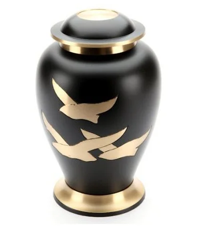 Sunshine Human Ashes Container Brass Adult Cremation Urn Autumn Leaves Classic Engraved Butterfly Urn in Gold colour