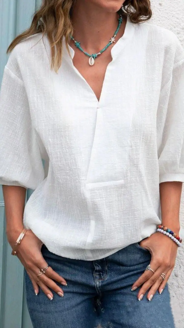 Linen Newly Designer White Solid Oversize Fashionable Custom Casual Shirt Women Stylish Women Shirt