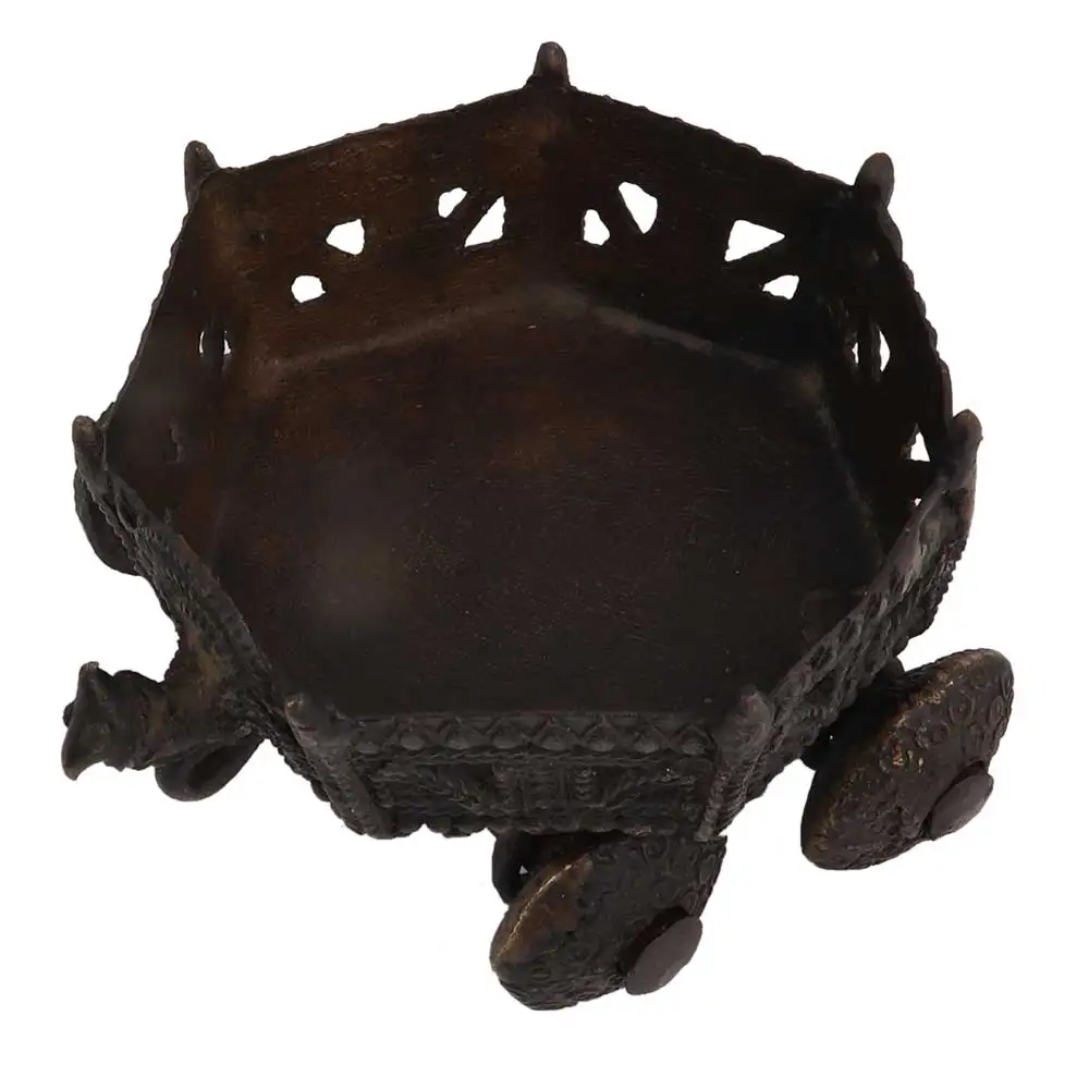 Латунная тележка ручной работы в античном стиле с четырьмя