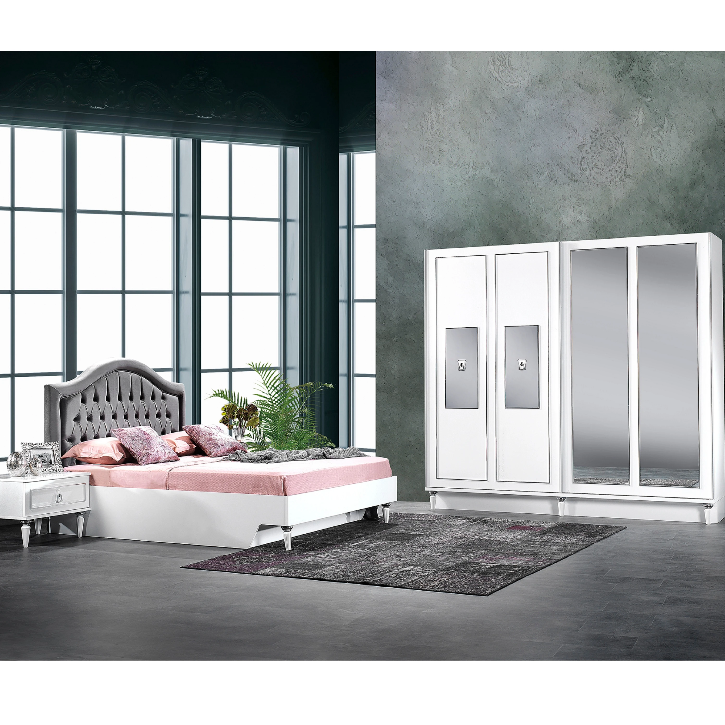 Economic Exclusive Luxury Design Modern Turkish Double Bedroom Set Made In Turkey White Bedroom Furniture MADE IN TURKEY OEM FACTORY MADE