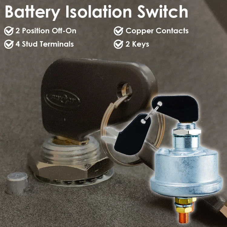 Battery Isolator Switch 250A / 450A SPST ON-OFF with Removable Key for 7N0718 replacement