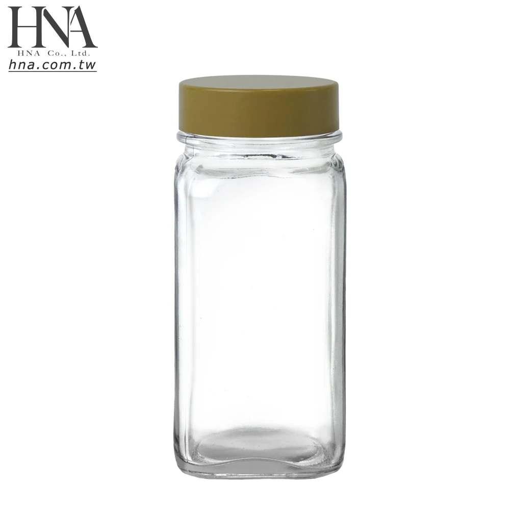 HNA Taiwan Made Cheap Glass Shaker Jars 4 Ounce Square Bottles for Spice Salt Pepper