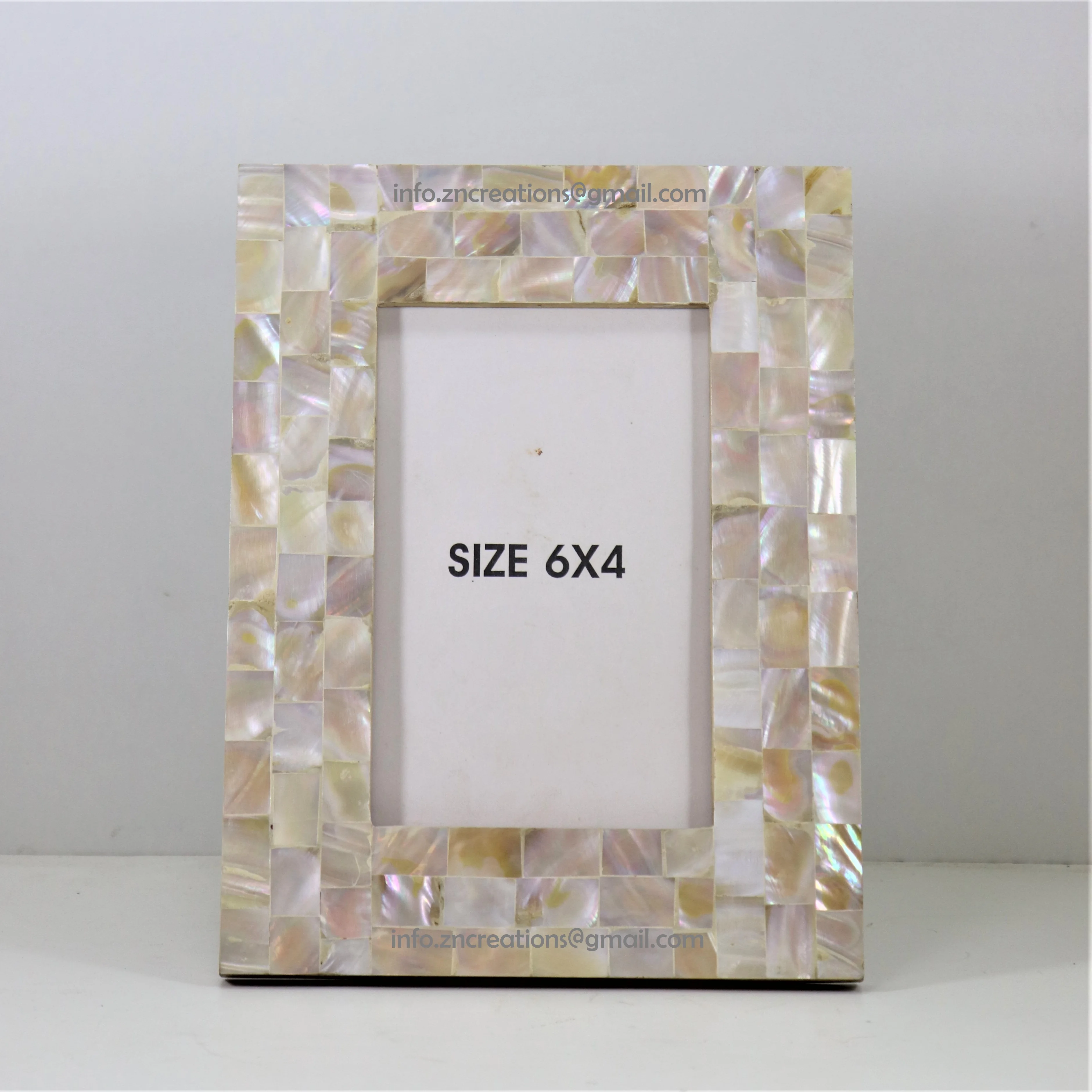 Handmade Mother of Pearl Photo Frame MOP Photo Frames with MFD Wood board support High Quality Handcrafted Canvas Picture Frame