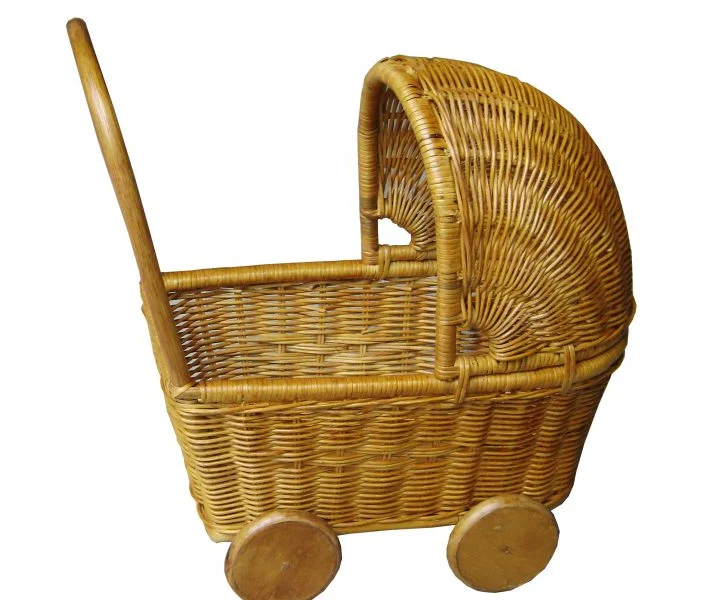 Wicker Baby Carriage Wicker Doll Stroller Wicker Doll Pram Natural Doll Carriage
