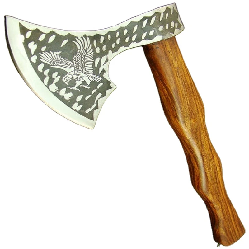 
 Кованый охотничий топор из высокоуглеродистой стали с ручкой из розового дерева  