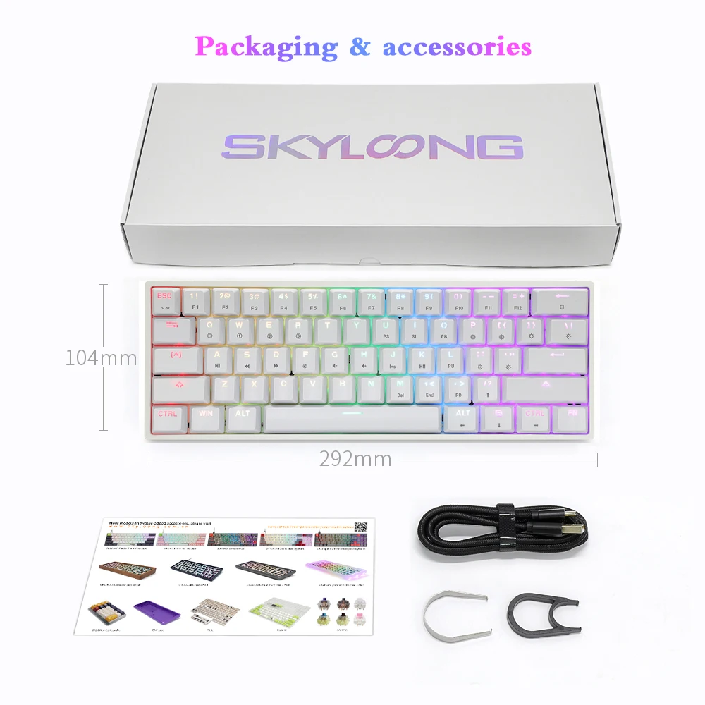 SKYLOONG GK61 SK61 Gateron switch 60% RGB механическая клавиатура русская раскладка