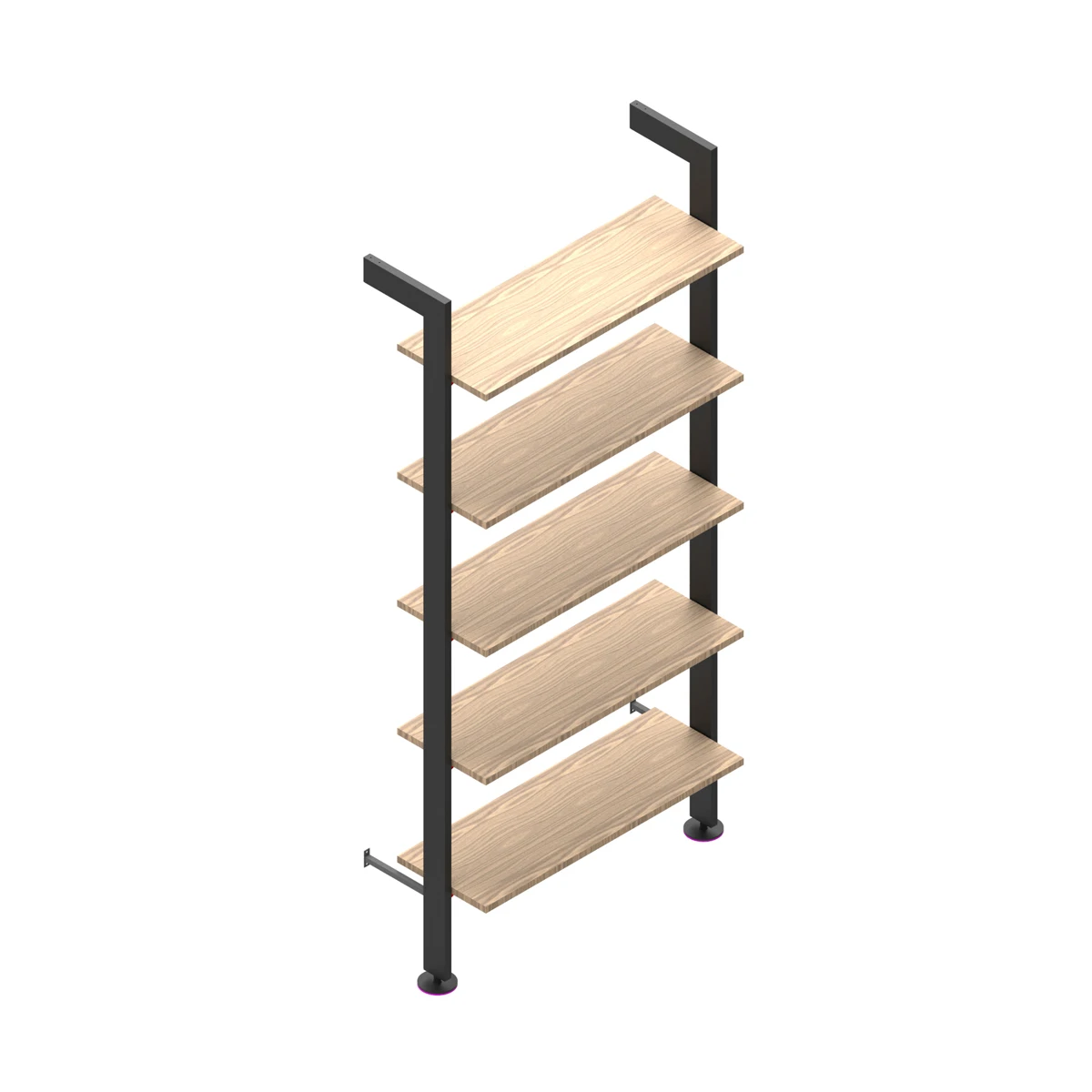 Top quality H 208 L 90 cm wall-mounted bookcase with metal or wooden shelves for home