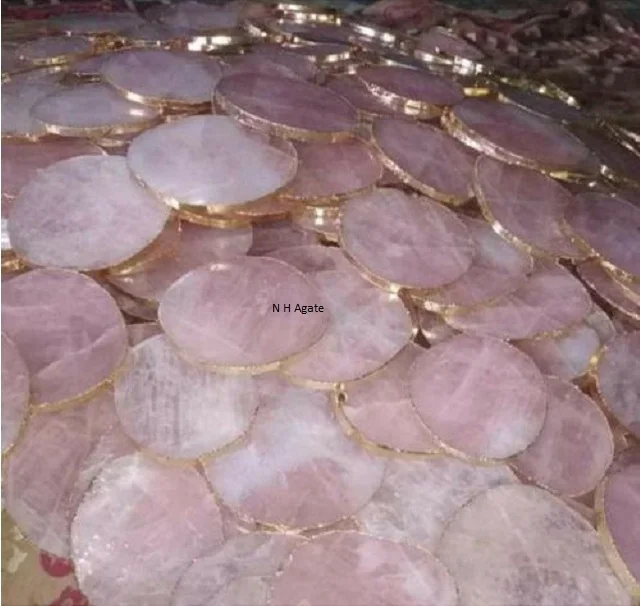 Подставки из розового кварца агата персонализированные сувенирные тарелки узорные полудрагоценные камни чакры для фэн-шуй и стиль любви