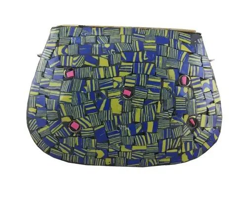 ETHNIC VINTAGE INDIAN MOSAIC METAL CLUTCH  PURSE AT LOW PRICE BY ART ASSEMBLY