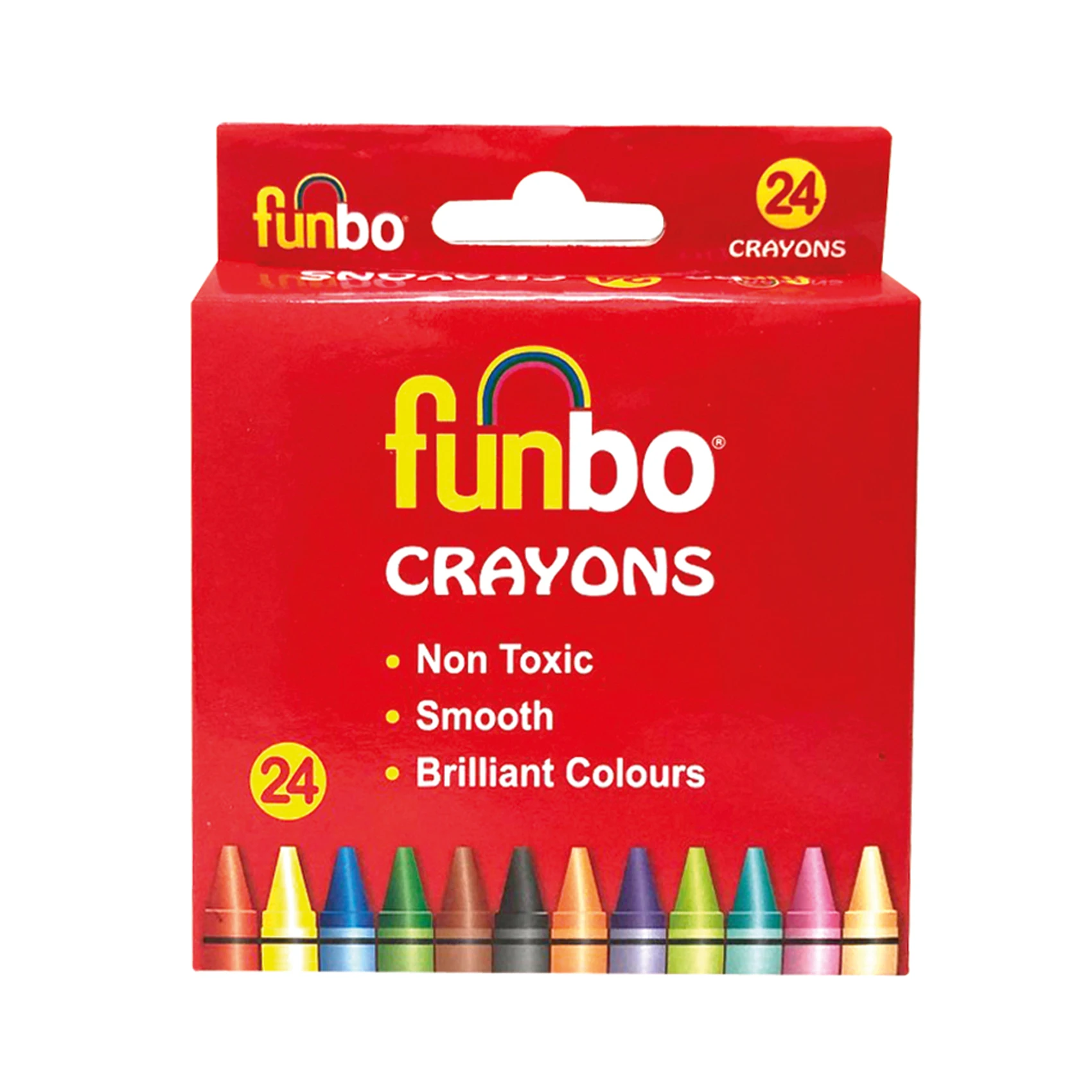 Crayons Pack of 24 Colors in cardboard packaging suitable for kids and beginners - regular size