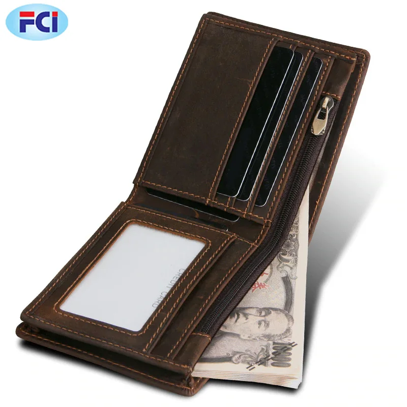 Wholesale New Design Custom Slim Minimalist rfid Blocking Men Genuine Leather Made Classic Wallet