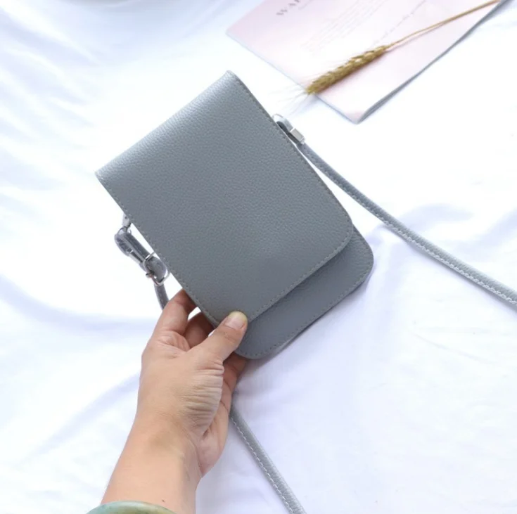 Fashion touch screen mobile phone bags cases phone arm sling pouch bag chain leather crossbody touchscreen purse