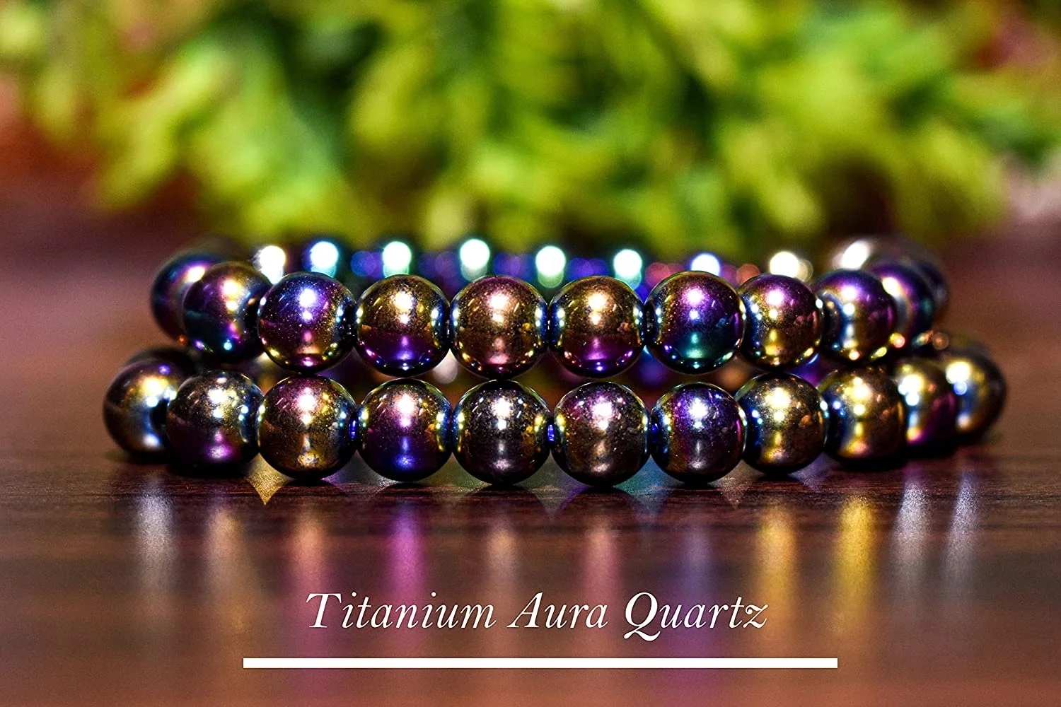 Titanium Aura Quartz Round Beads Bracelet Metaphysical Vaastu Reiki Crystal Healing Natural Stone