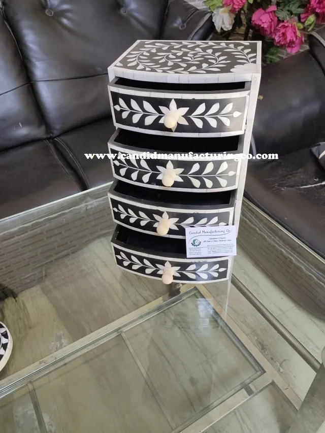Small Chest of Drawer  Bone Drawer  Indian Handmade Bone Inlay Furniture Bone Inlay Large Bedside Table T