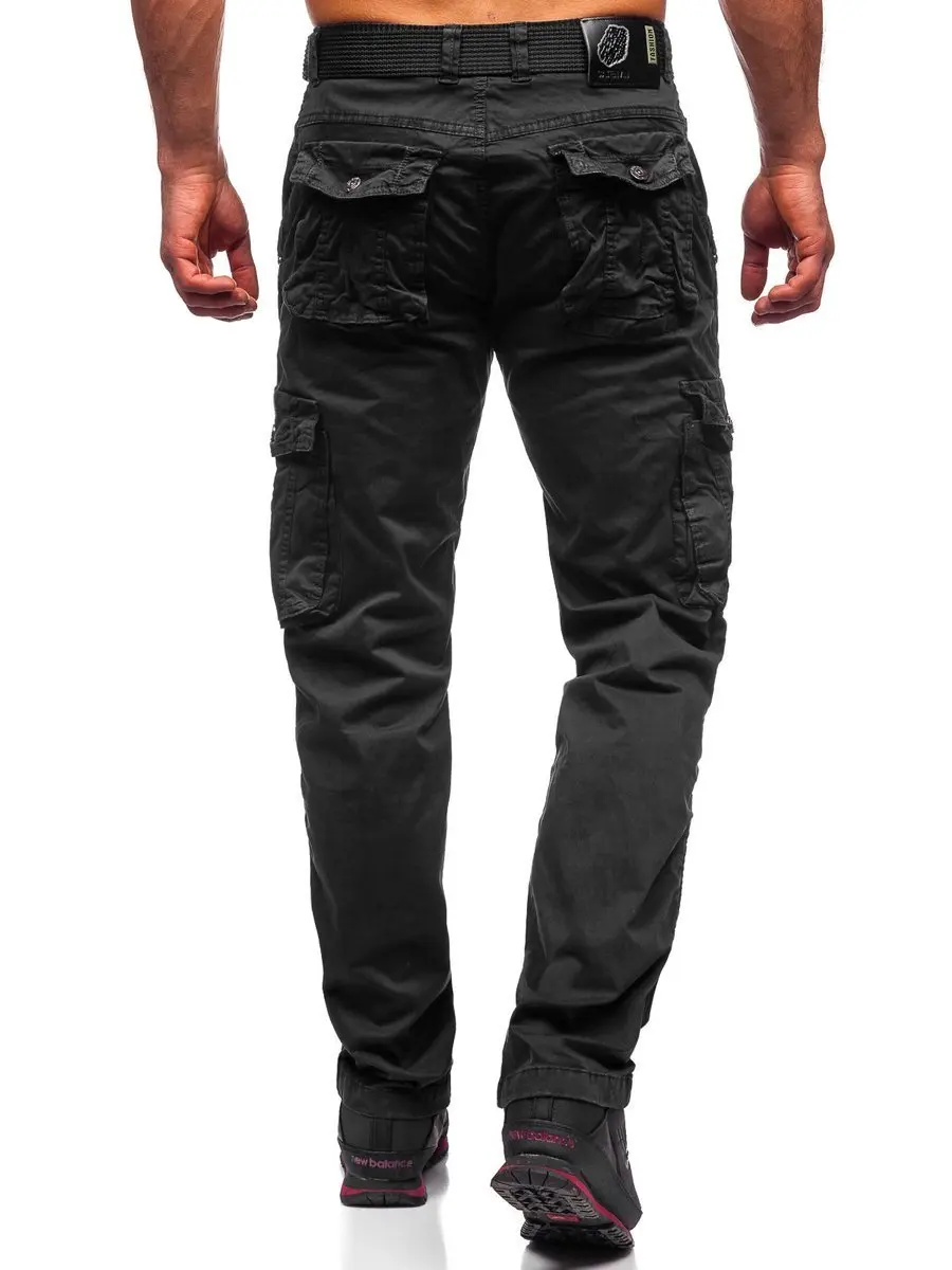 Брюки-карго для мужчин джоггеры темно-зеленые брюки-карго с карманом на молнии сбоку из 100% хлопчатобумажной ткани