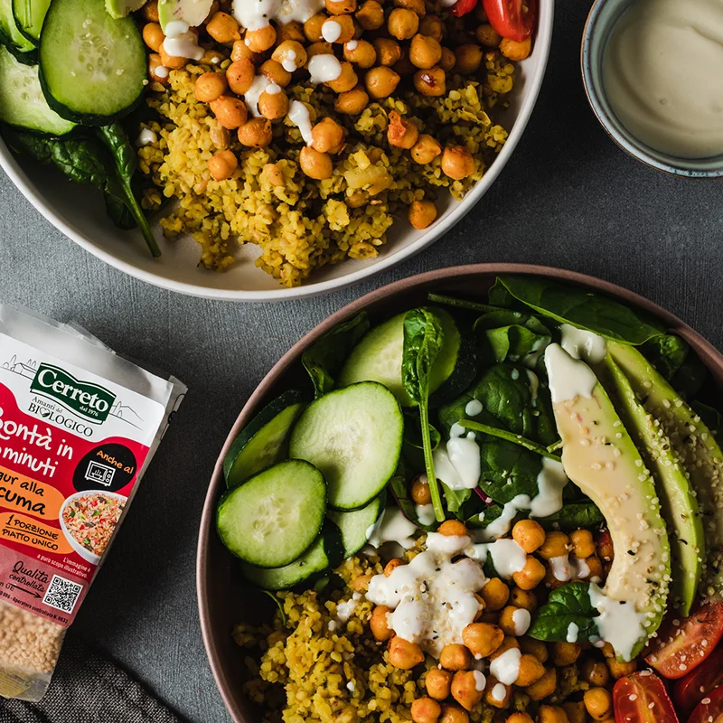 Сделано в Италии Органическая готовая к приготовлению пищи 100 г Bulgur с куркумой для ежедневной микроволновой печи