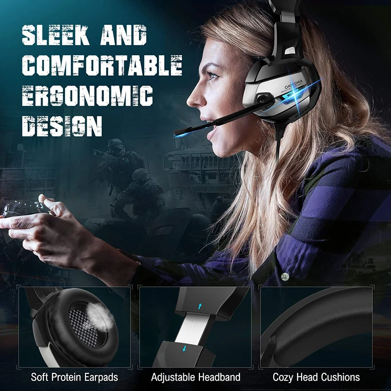 
Free Sample Onikuma PC Gaming Earphones Headphones VR Headsets Gaming Headset 7.1 PS4 Headphone With Mic 