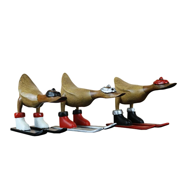  Горнолыжная утка из твердого тикового дерева для украшения дома и улицы