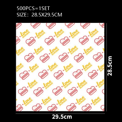 
Wholesale printed logo fast food greaseproof paper sandwich wrapping wax paper burger fried chicken food grade wax paper 