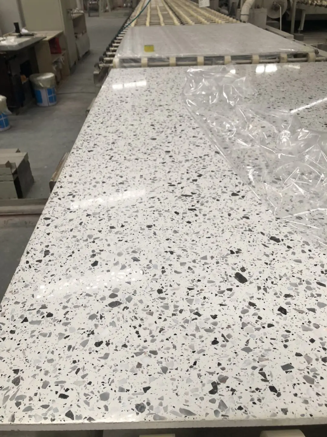 Artificial stone white slabs modern style terrazzo design suitable for bathroom vanities