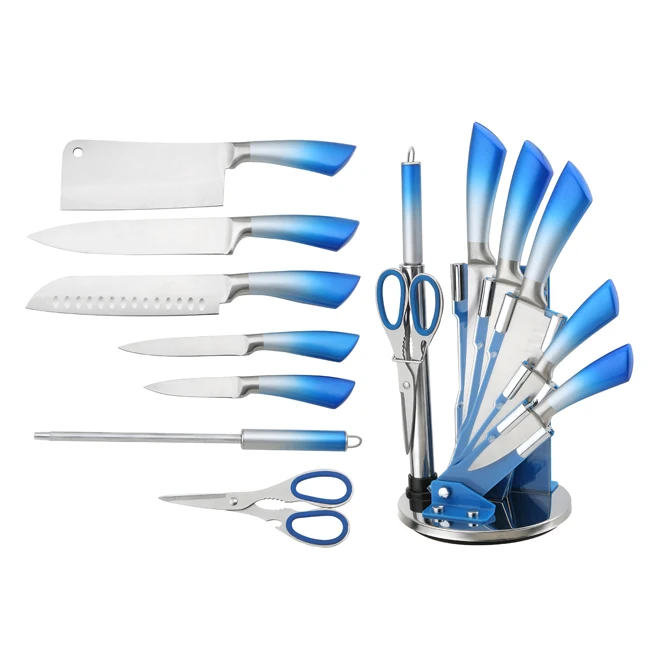 
Yangjiang Factory, Stainless Steel hollow Knife Set with Scissors & Knife Sharpener & Acrylic Stand 