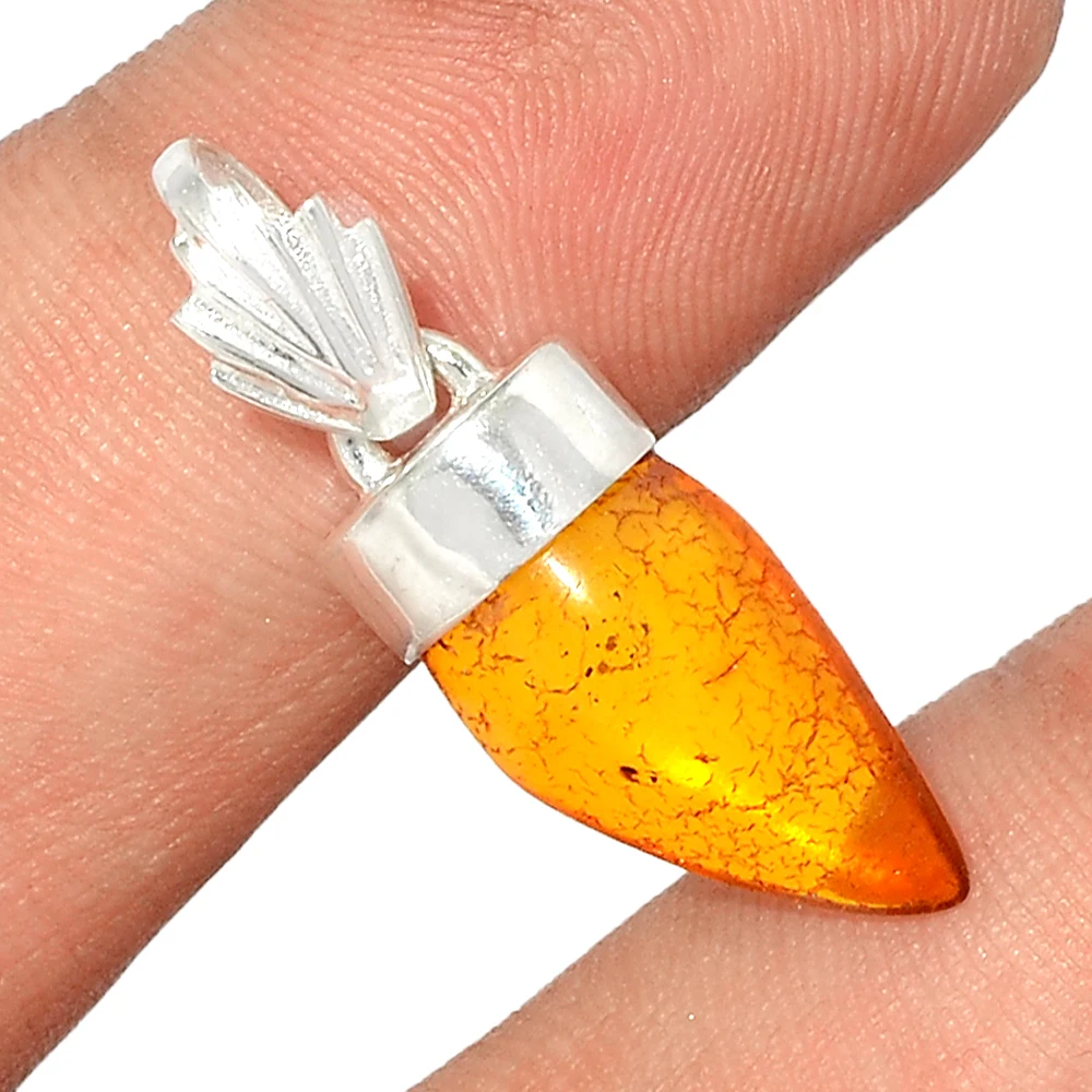 925 Подвеска из драгоценного камня в индивидуальном стиле однотонные желтые балтийские янтарные Женские Подвески большого размера от индийского дилера