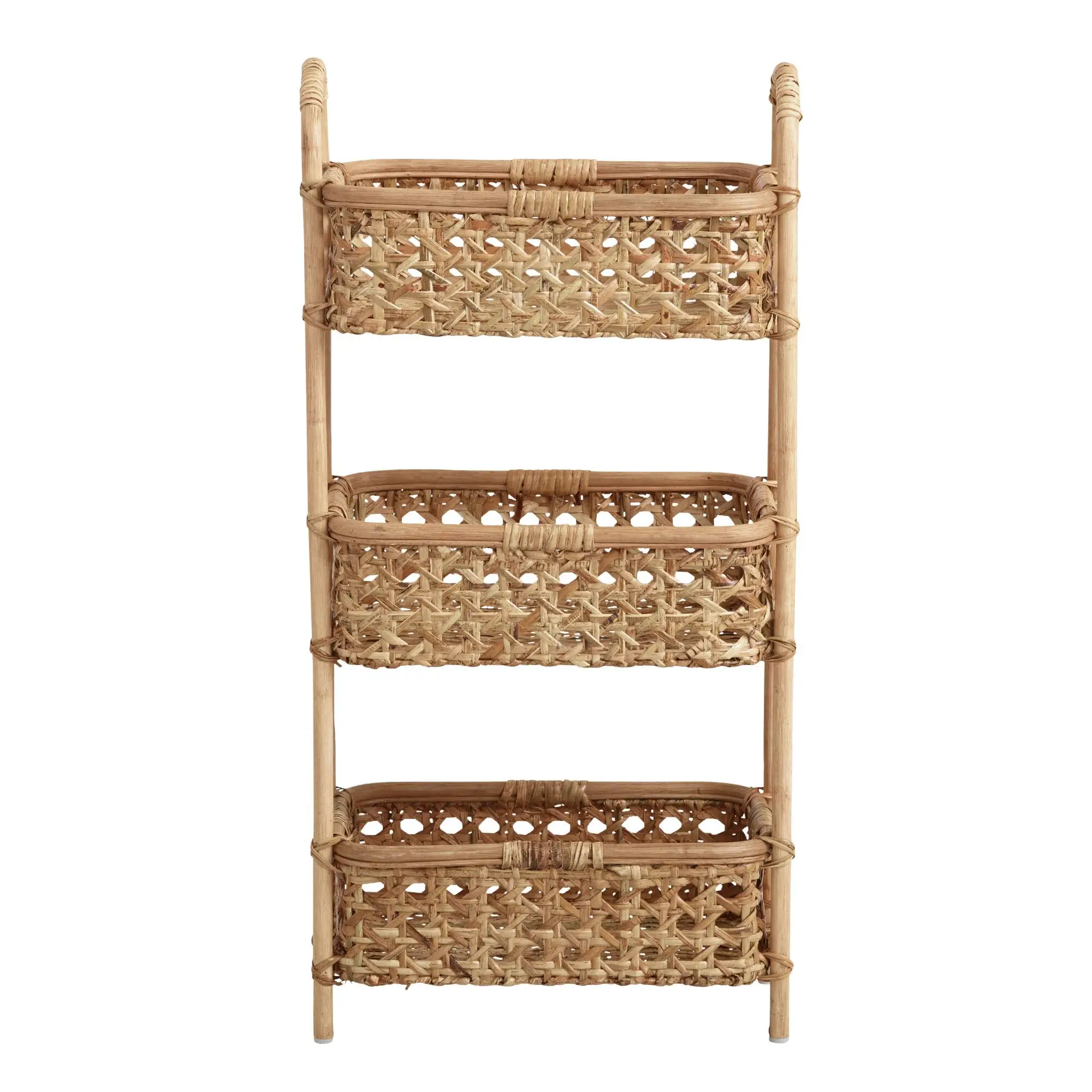 Hot Sale Natural Rattan Cane 3 Tier Storage Tower Basket