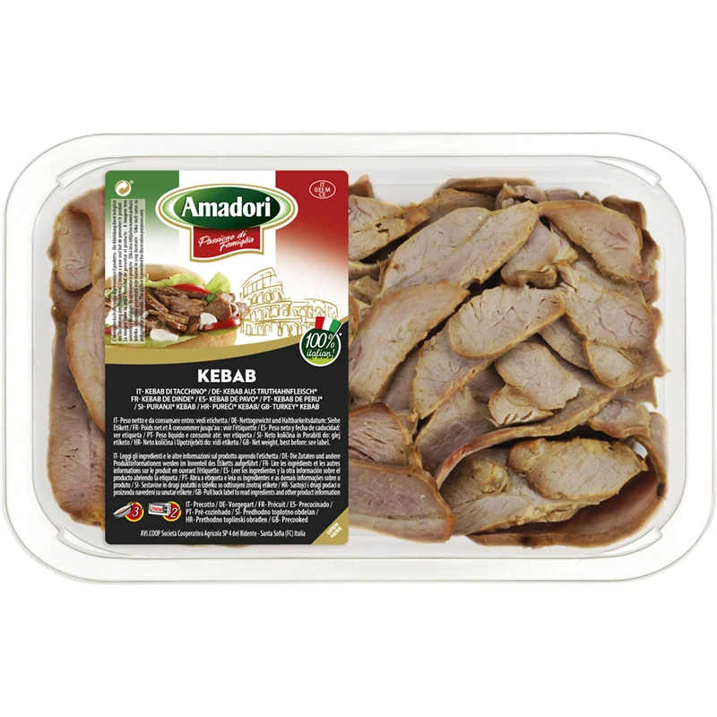 Top Quality Made in italy Ready to ship poultry meat Retail pack Turkey Kebab  280 g