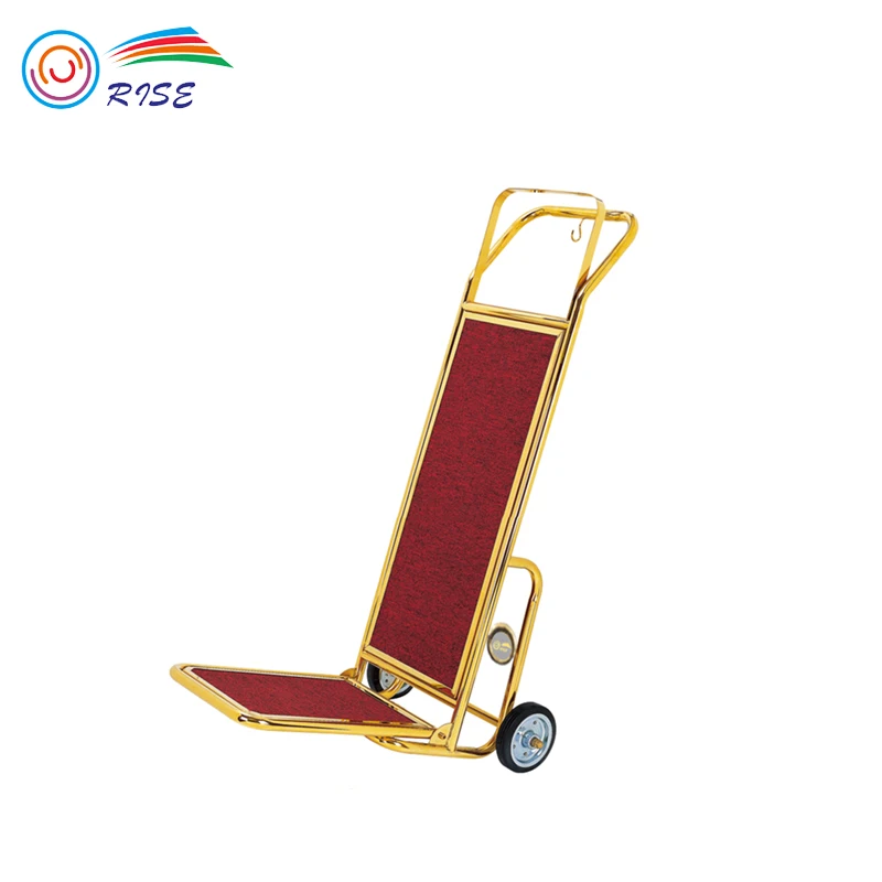 
High Quality Two-wheel 201 Stainless Steel Foldable Hotel Luggage Cart Trolley 