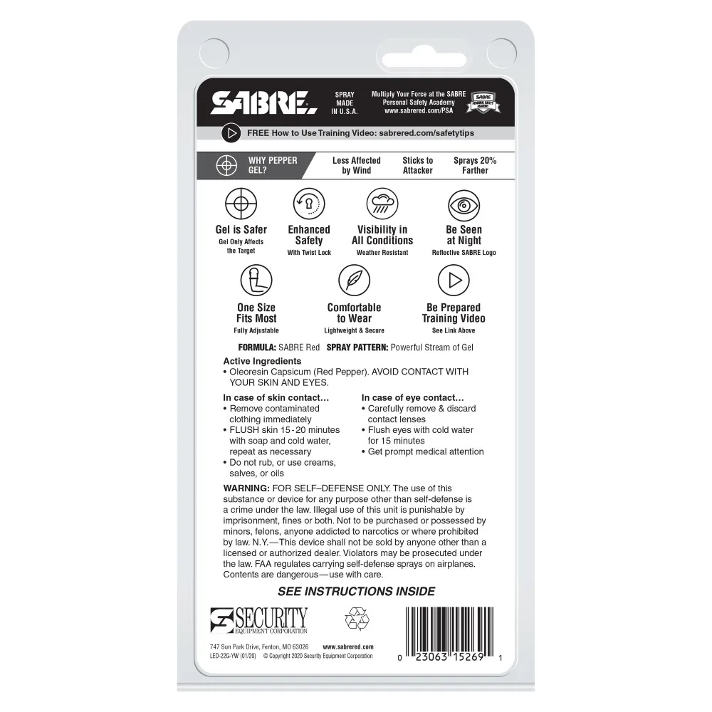 
SABRE RED Runner Pepper Gel Bright Safety Light to Maximize Visibility Pepper Gel w/ Yellow LED Armband 