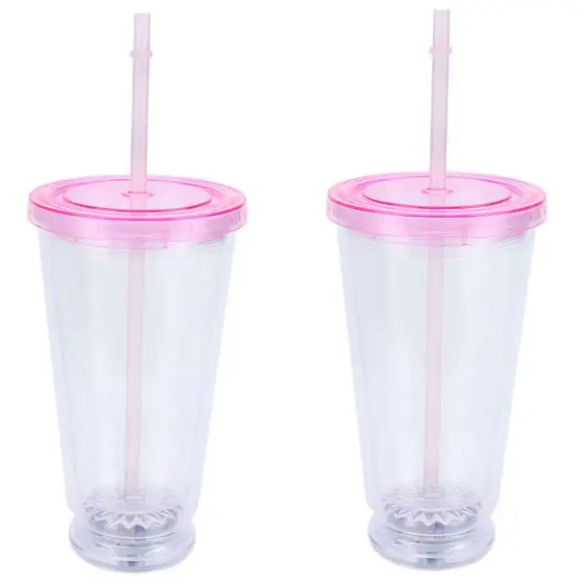 Best Led Light Plastic Double Wall Tumbler Cup Plastic Boba Bubble Tea Cups PP Smoothie Juice Cups with Lids