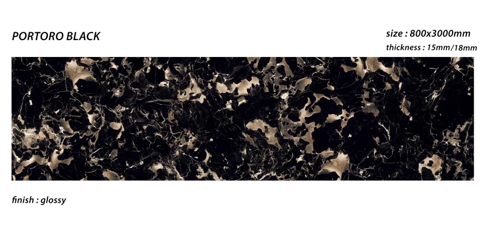 Black Fusion Big Slab Sintered Stone 1200X2400CM Porcelain Slabs Exclusive feel as Marble Premium Material