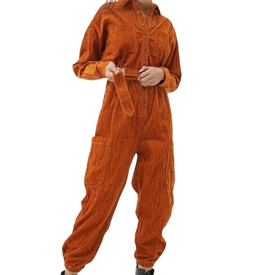 custom corduroy romper uniform Work Bib Overall with Buckles overall cover suit ladies Dresses Jumpsuits & Rompers bodysuit