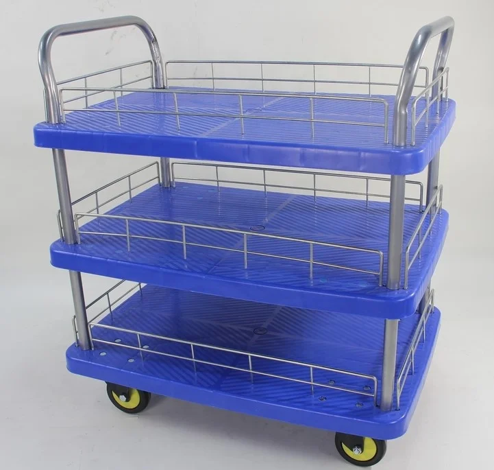 Uholan 150kg 330lb Hand Push Cart Multi-Layer Trolleys Truck Loading Platform Ladder Hand Carts & Trolleys