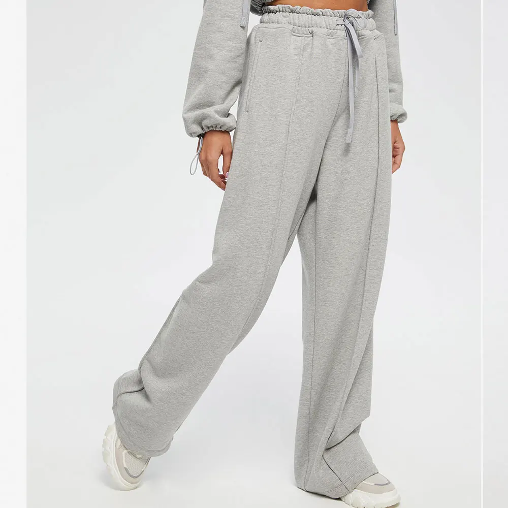 HOT customized 2021 New Arrival Women Wide Joggers sweatpants and hoodie set Tracksuit Women Two Piece Pants Set