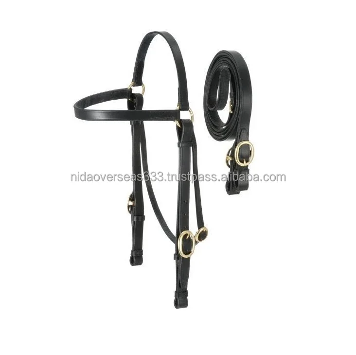 Equine High Quality Drum Dyed Leather Western  Horse Barco Bridle And Lead With Solid Brass Buckle