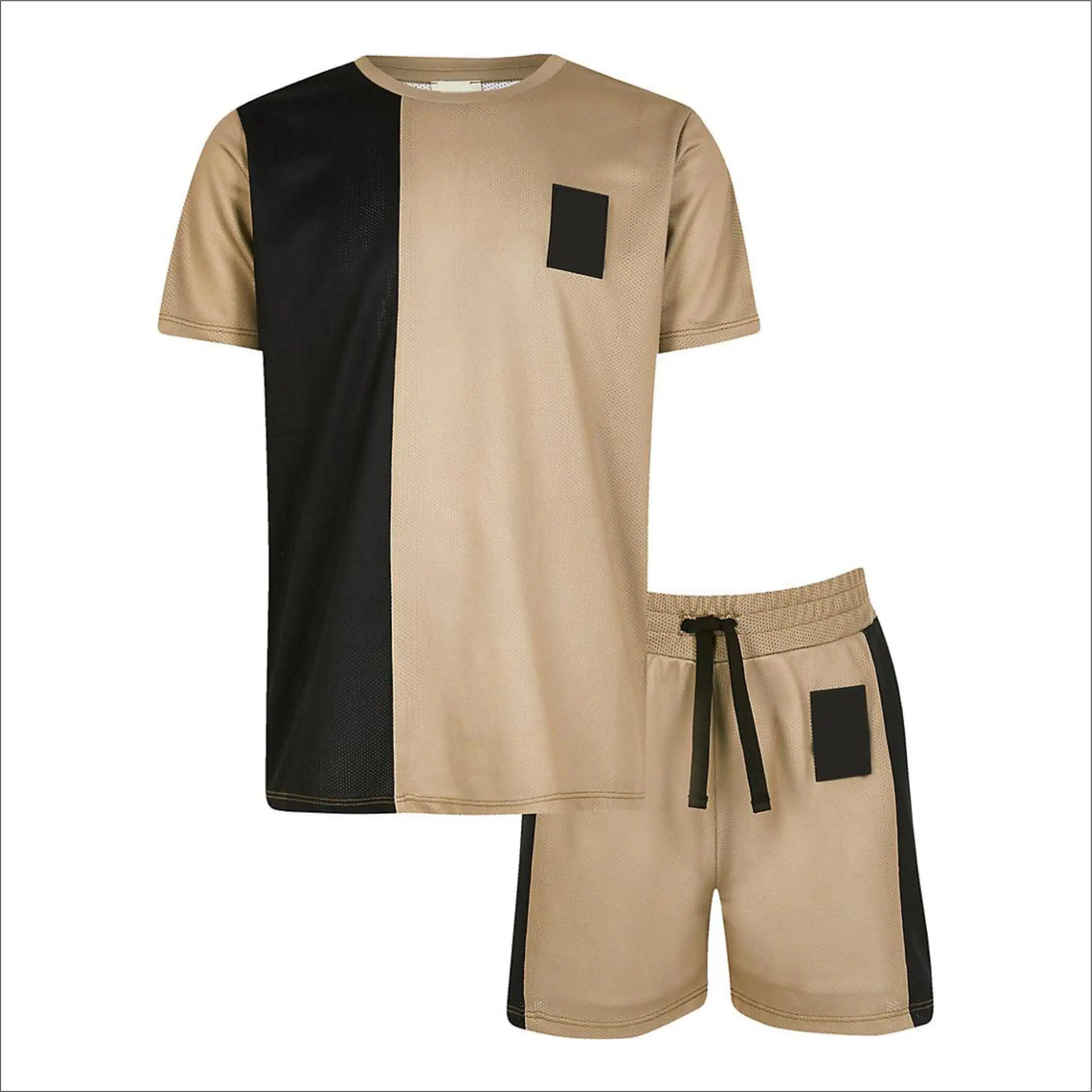  Полностью сделанный на заказ хлопковый двойной комплект шорты и футболка с боковыми полосками вашим собственным дизайном