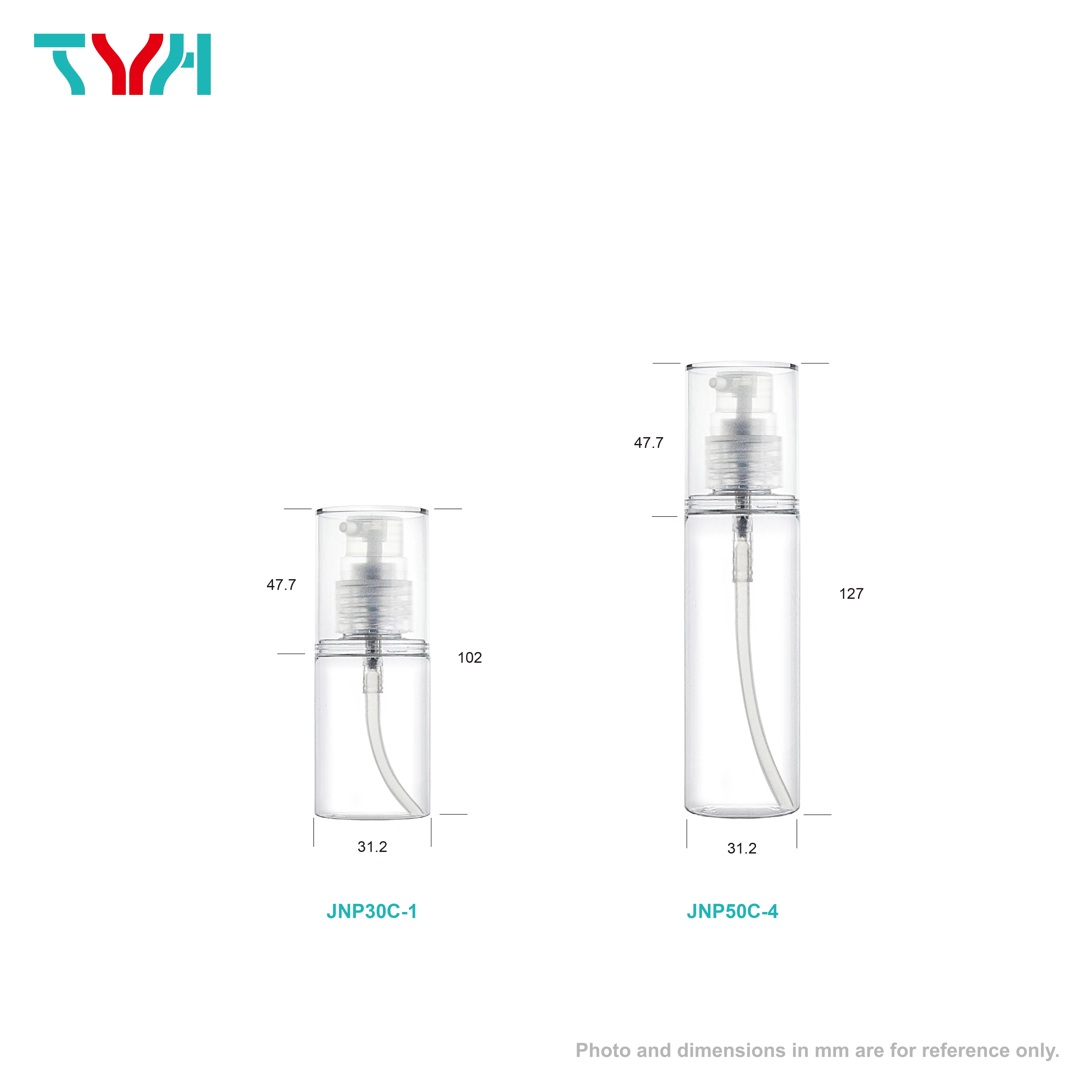 30ml 50ml 100ml 120ml 150ml 200ml PETG Round Cosmetic Bottle in Single Wall with PMMA ABS Round Cap | PP Pump (JNPC Series)
