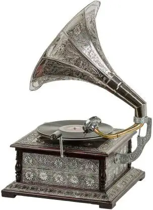 Top quality Silver  Brass Gramophone Player  give retro effect to your home