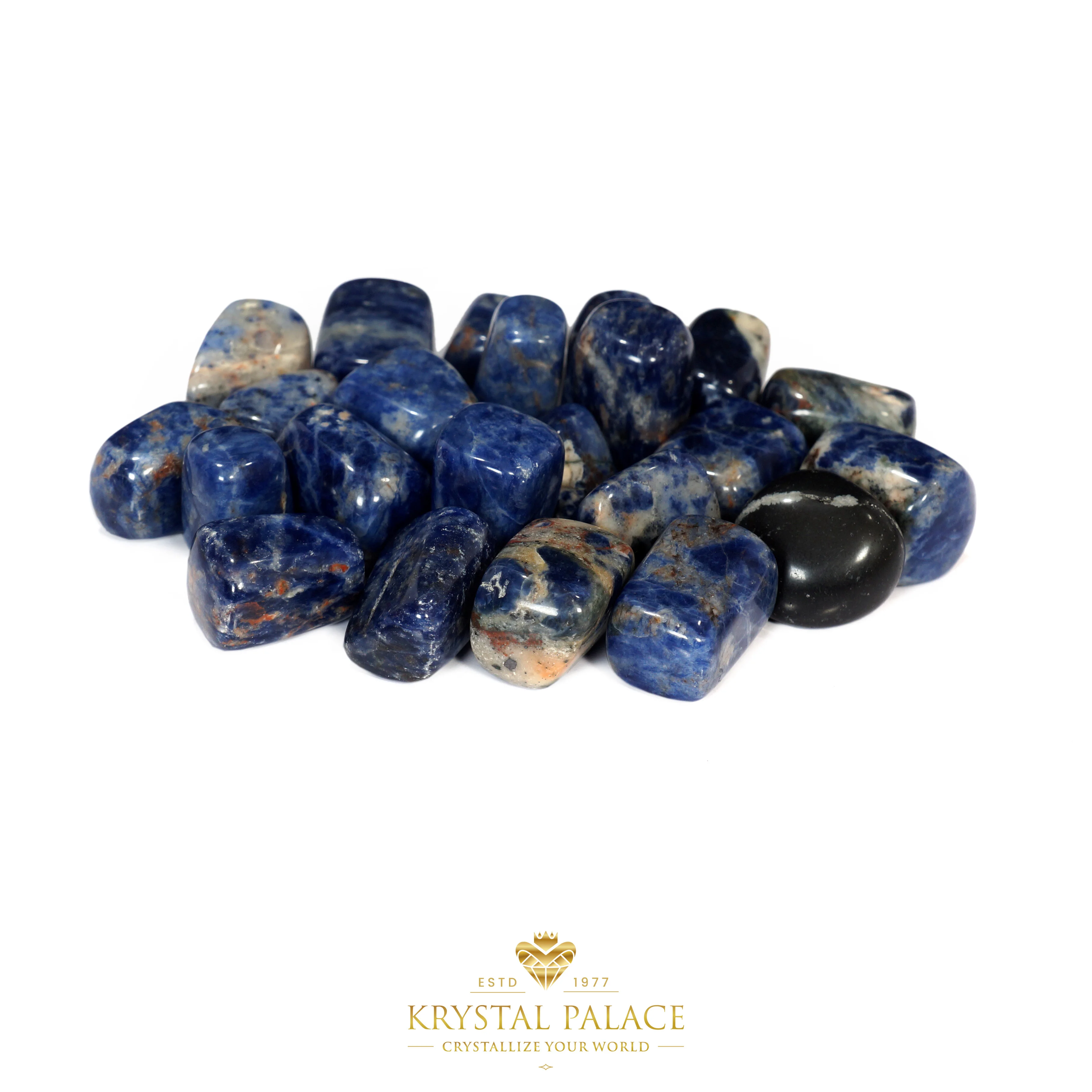 BULK SODALITE CRYSTAL TUMBLED PEBBLES STONES FOR HEALING AND LANDSCAPING BY KRYSTALPALACE