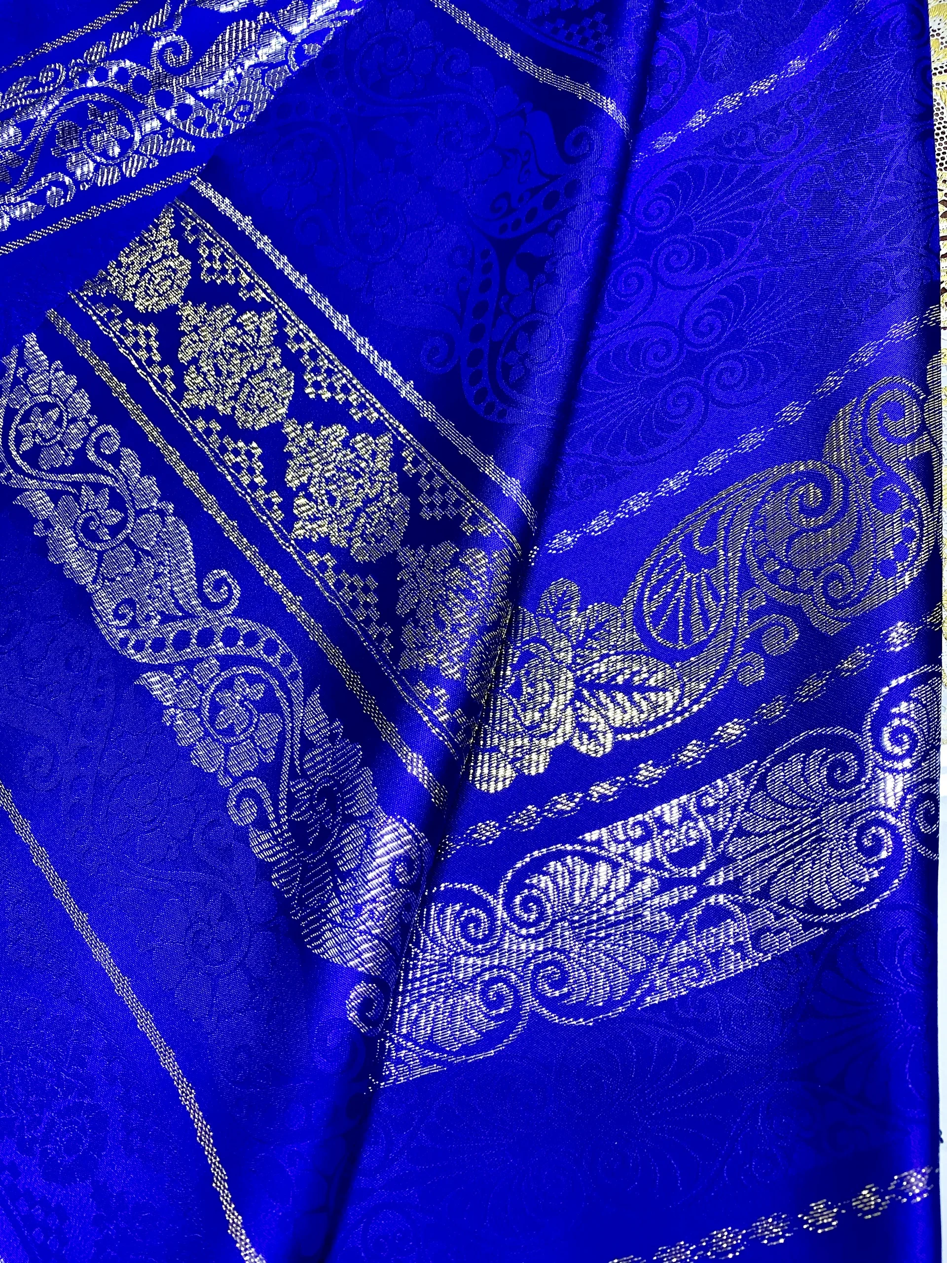 Fashionable Polyester Metallic Satin Jacquard Shining Lightweight Fabrics #J439A For Long Dress Kaftan Balochi Chandori