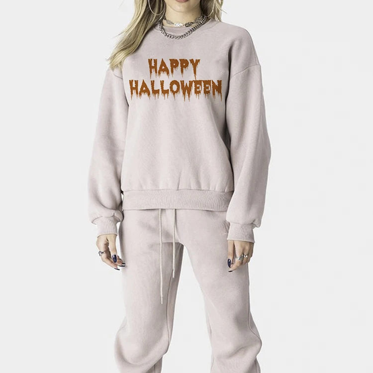 Custom Couples Sweatshirt Cotton Sweatshirt And Pants College Oversized Crewneck Design Unisex Halloween Sweatshirt Sets