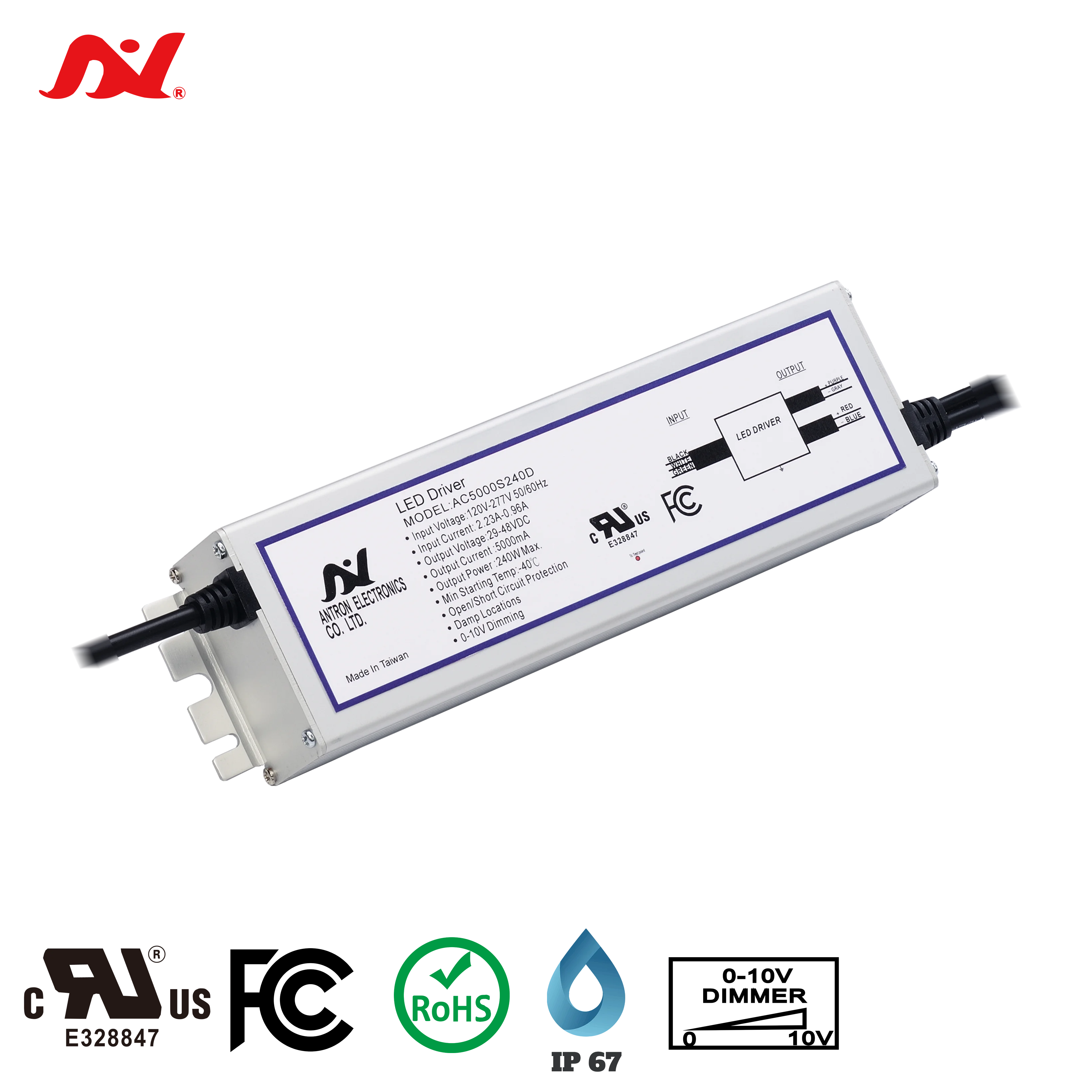  Светодиодный драйвер постоянного тока Antron 240 Вт IP67 UL