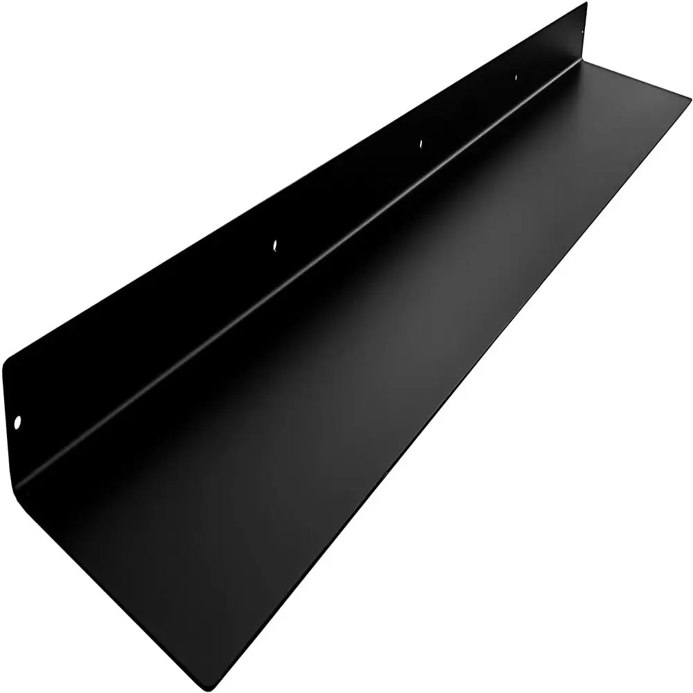 Heavy Duty Powder Coated Matte Black Metal Wall Mounted Modern Linear Floating Shelf