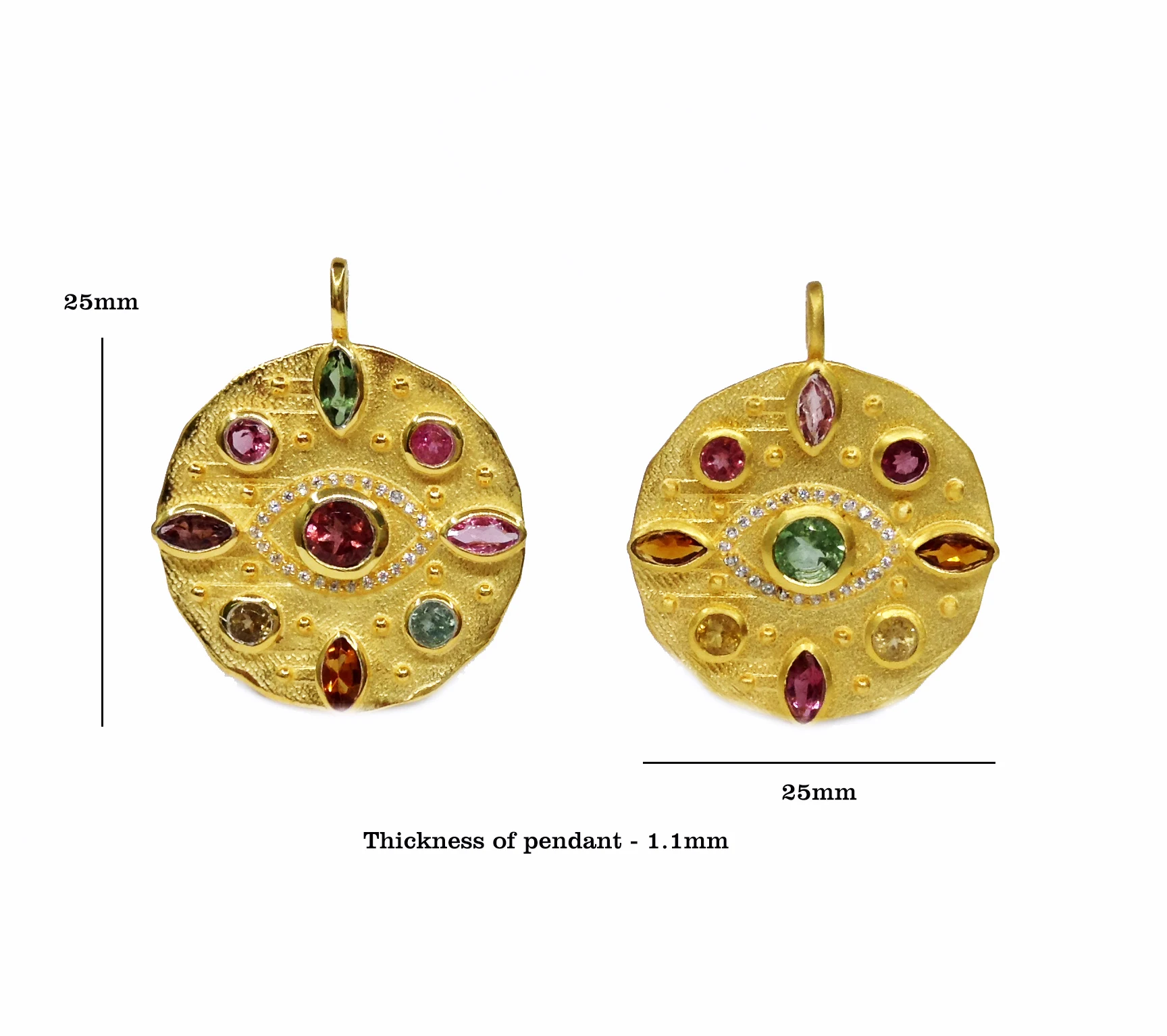 Abstract 925 Sterling Silver Gold Plated  Lightweight Low MOQ Supplier multi Gemstones Marquise Round Pendant Fashion Necklaces