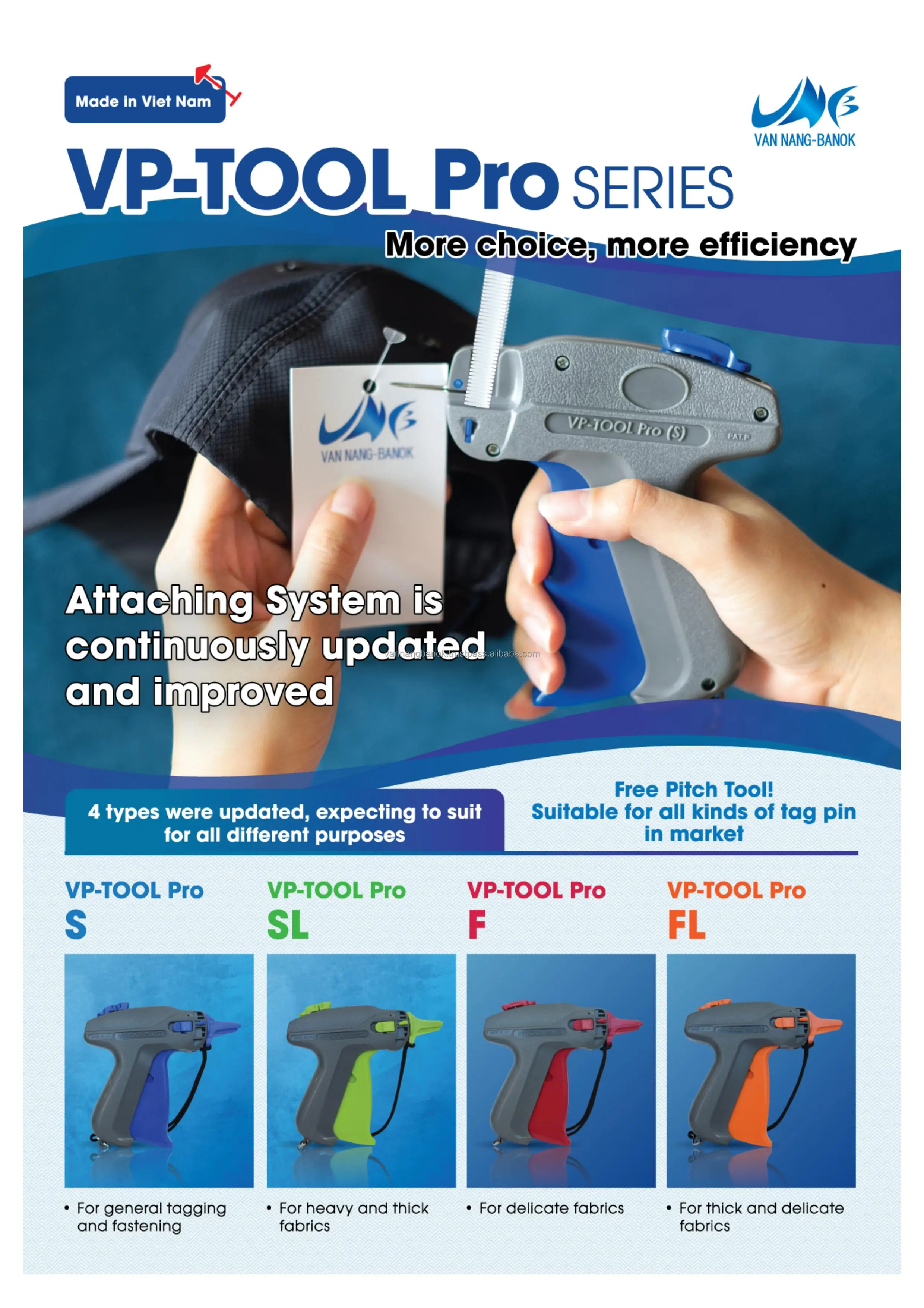 VP Tool Pro FL orange color the modern sustainable tag gun use with long and thin tag pin made in Viet Nam by high Japan quality