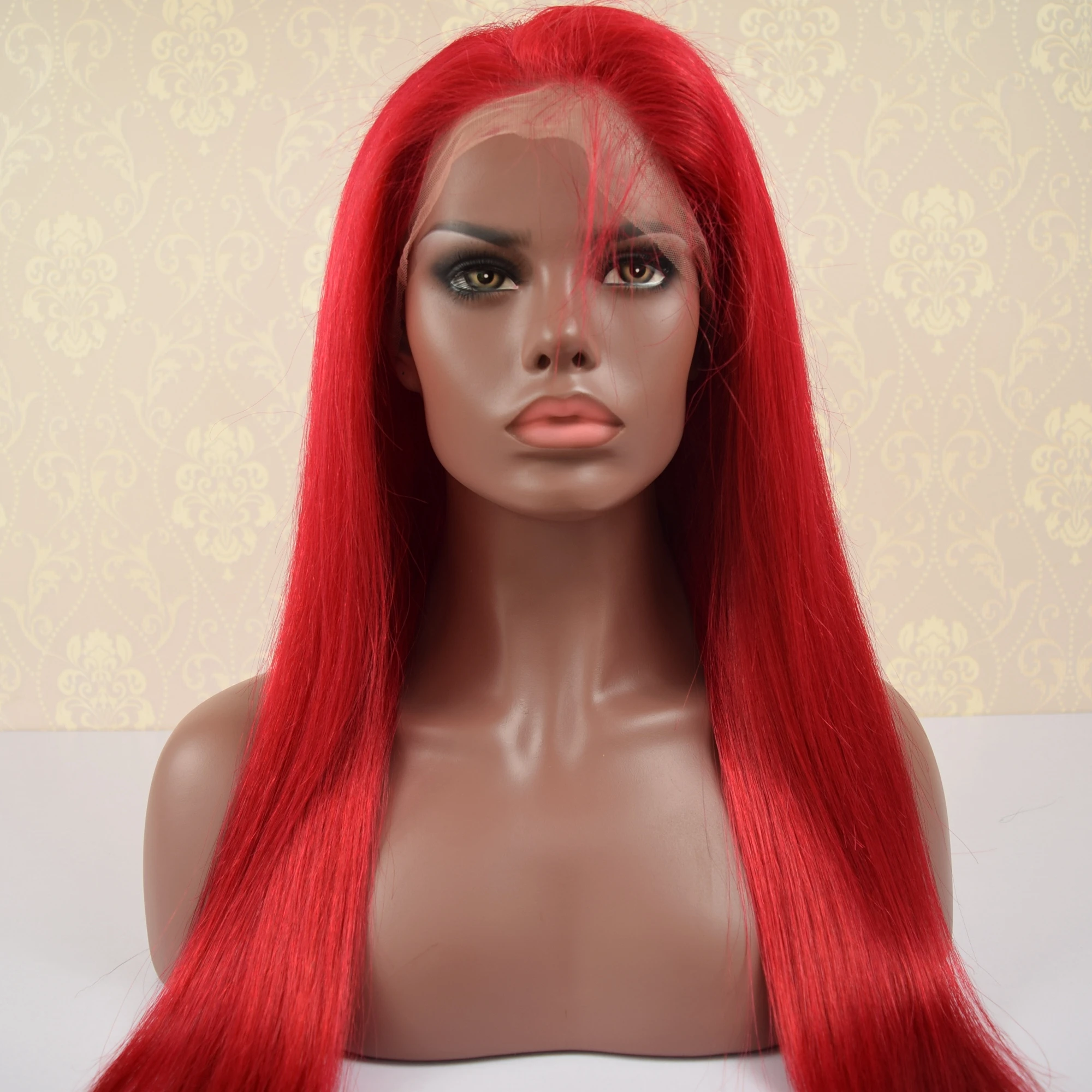 Ali Baba Express Best Quality Red Color Human Hair Full Lace Wig , Unprocessed Wholesale Virgin Brazilian Hair